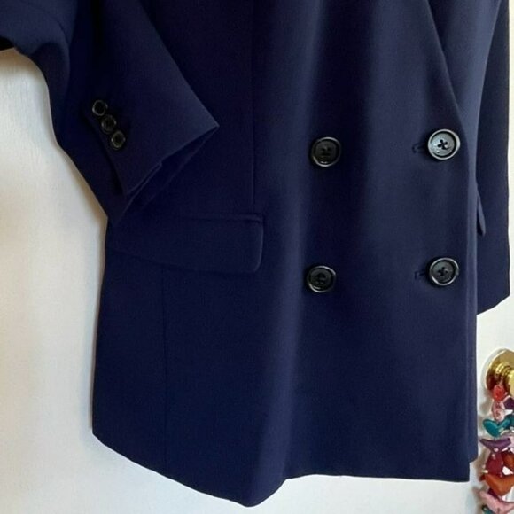 NWOT J CREW SIZE 2 NAVY FRENCH GIRL COLLARLESS DOUBLE BREASTED BLAZER - Picture 6 of 11